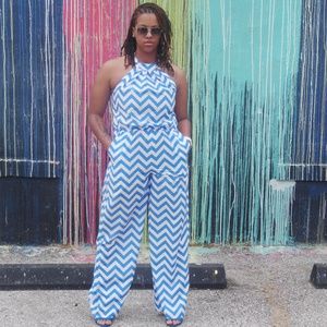Summer Breeze Collection~Blue Halter Jumpsuit